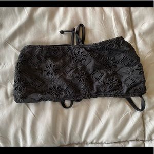 Black Strapless Swim Top